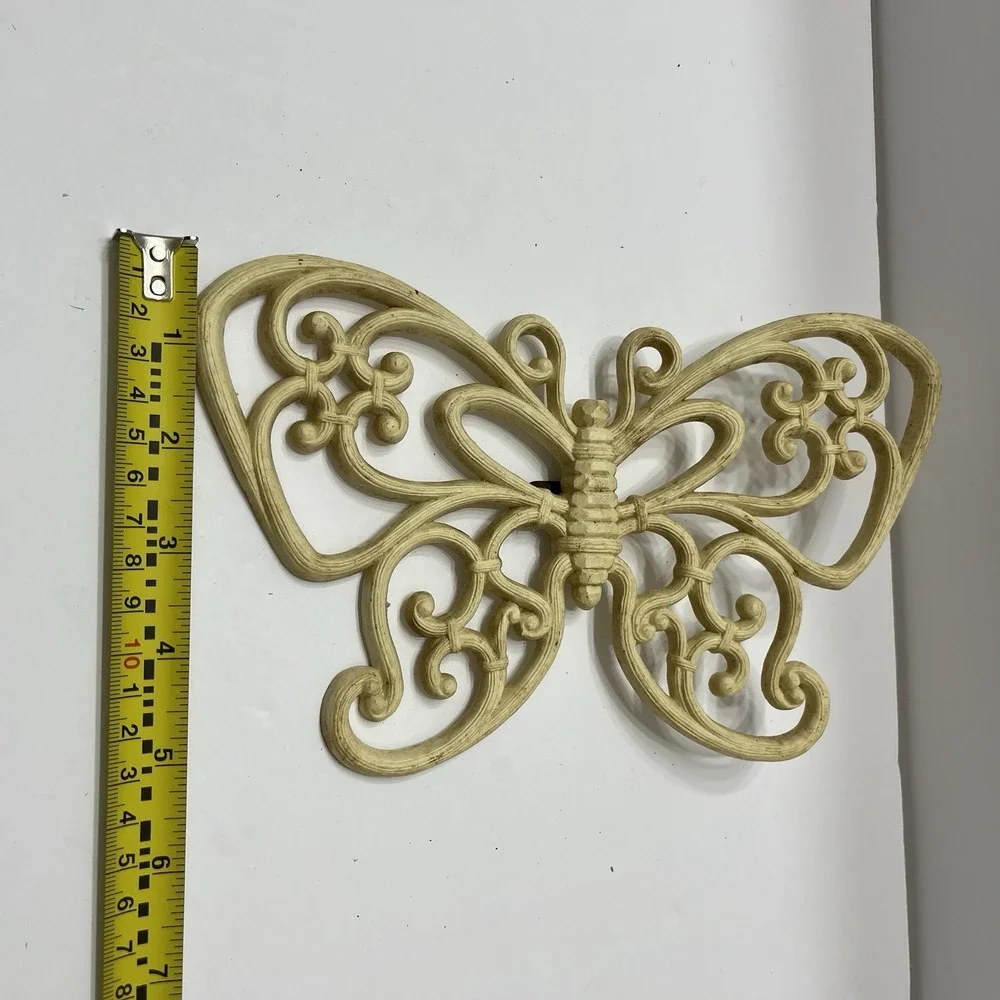 VTG Homco Butterflies Wall Decor Boho Faux Wood Rattan 1970s USA MCM - Set of 3